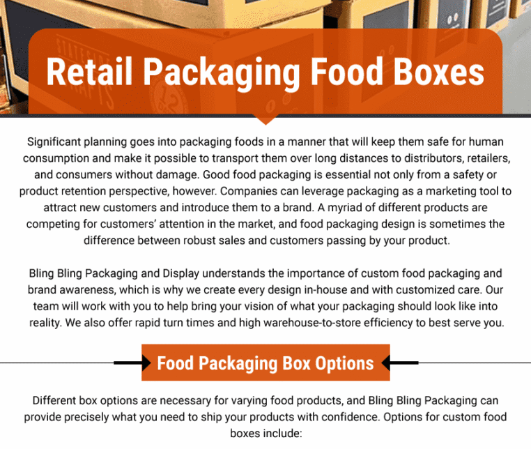 Retail Packaging Food Boxes